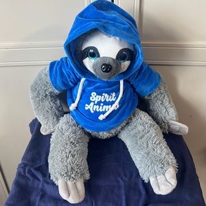 Sloth Spirit Animal 21" Plush Animal Blue Velour Hoodie